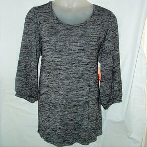NWOT EVRI Marled Black Stretchy Sweater 1X Black Grey Stretchy